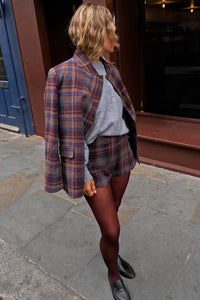 Check Fold Over Blazer - Bruin/Blauw