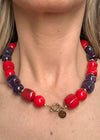Color Block Ketting - Rood/Paars