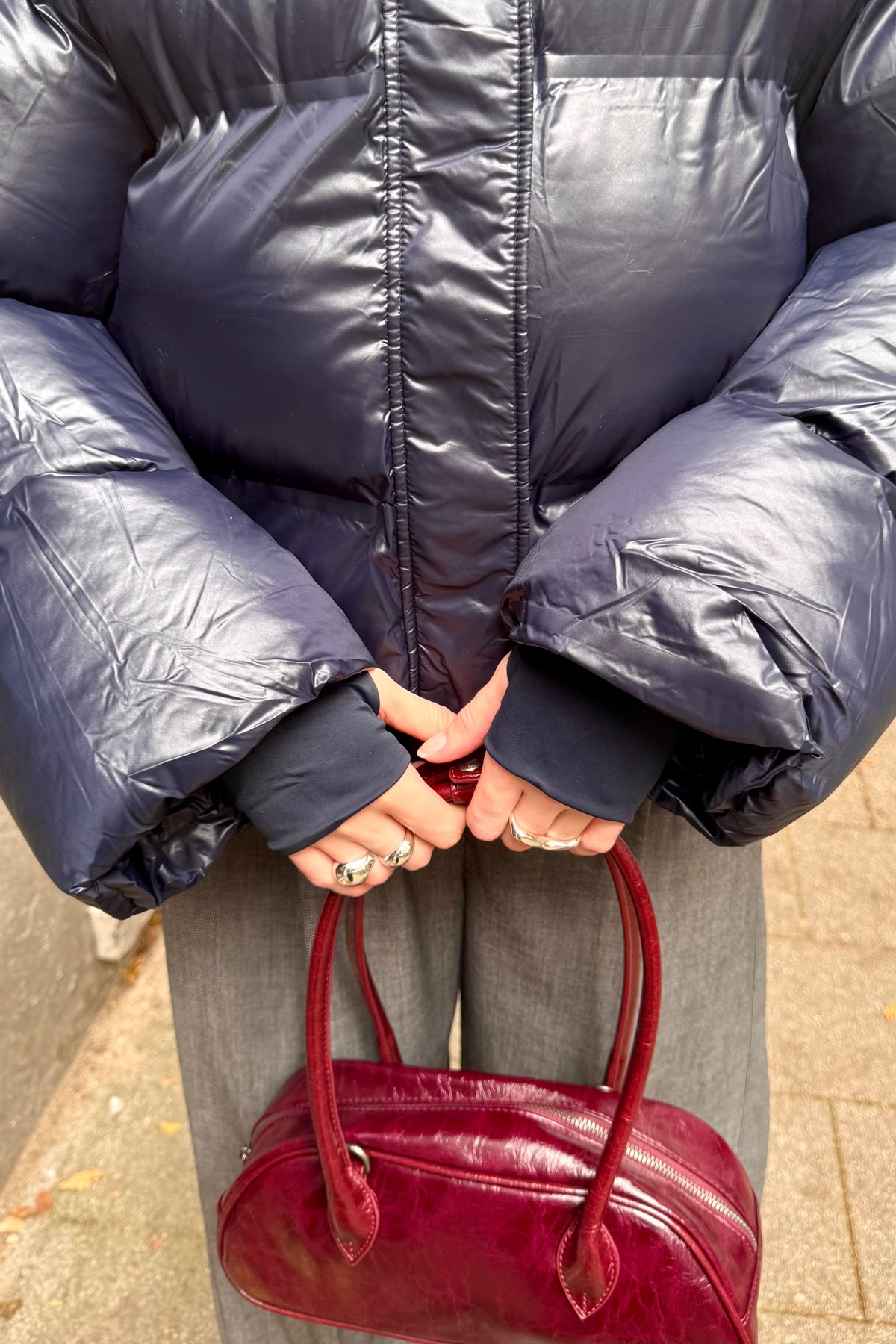 Rhea Shiny Puffer Jas - Donker Blauw