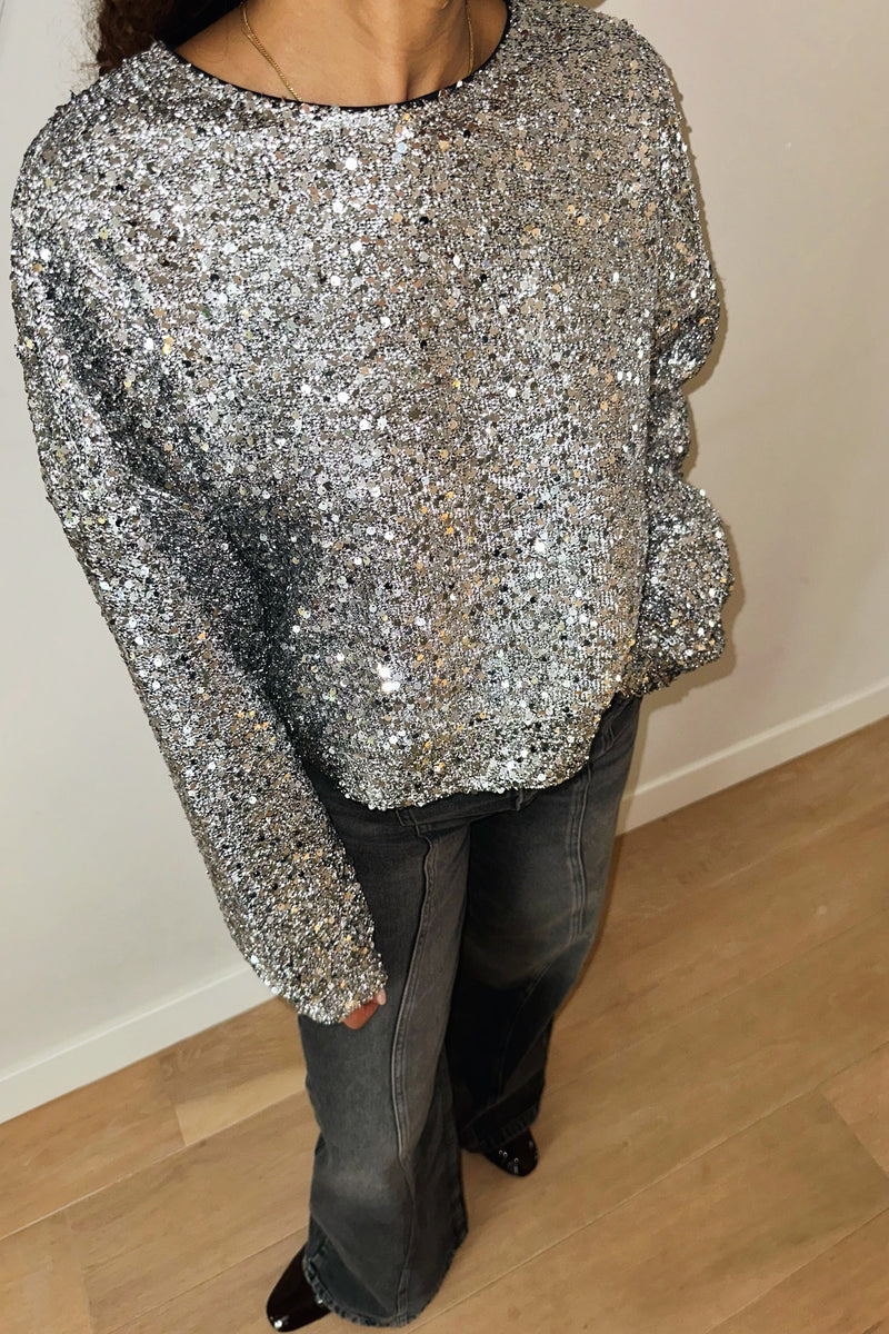 Spark Cropped Trui - Zilver