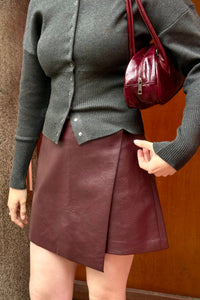 Elayne Faux Leather Skort - Bordeaux