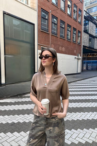 Anelle Satijnen Blouse - Donker Taupe