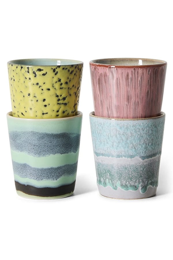 HKliving 70's Ceramics Koffie Mokken (Set van 4) - Artistic