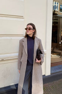 Corina Herringbone Jas - Beige