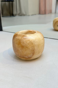 Alabaster Waxinelichthouder Rond - Bruin