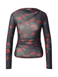 Veloria Lange Mouwen Top - Zwart/Rood