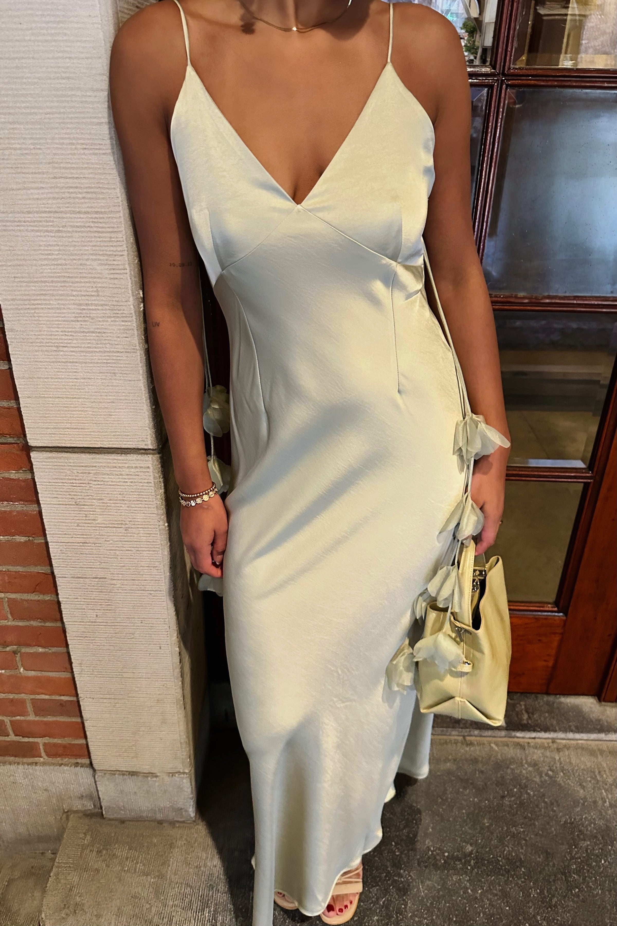 Colly Heavy Satijnen Jurk - Mint Groen