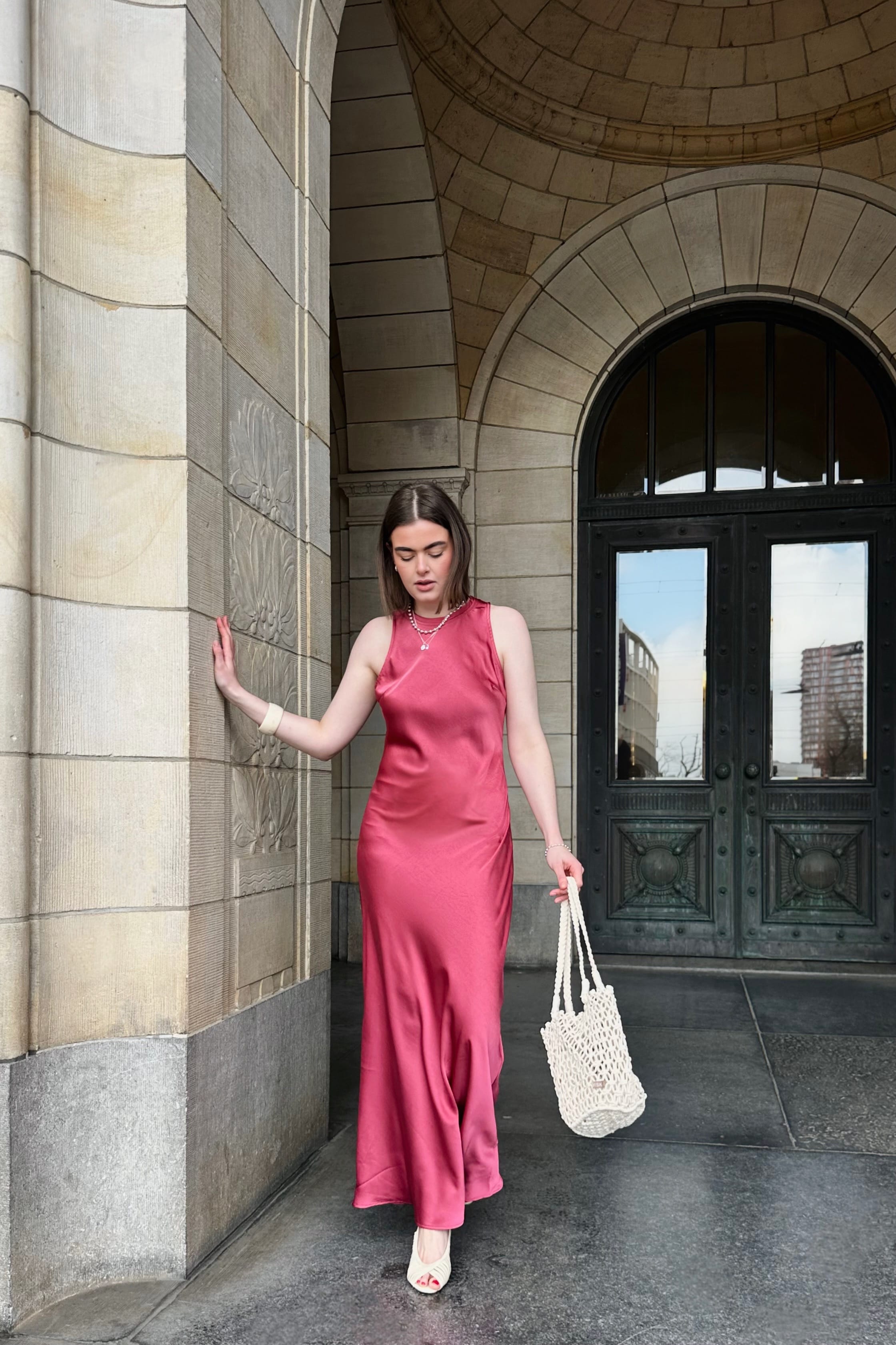 Celinie Heavy Satijnen Jurk - Roze