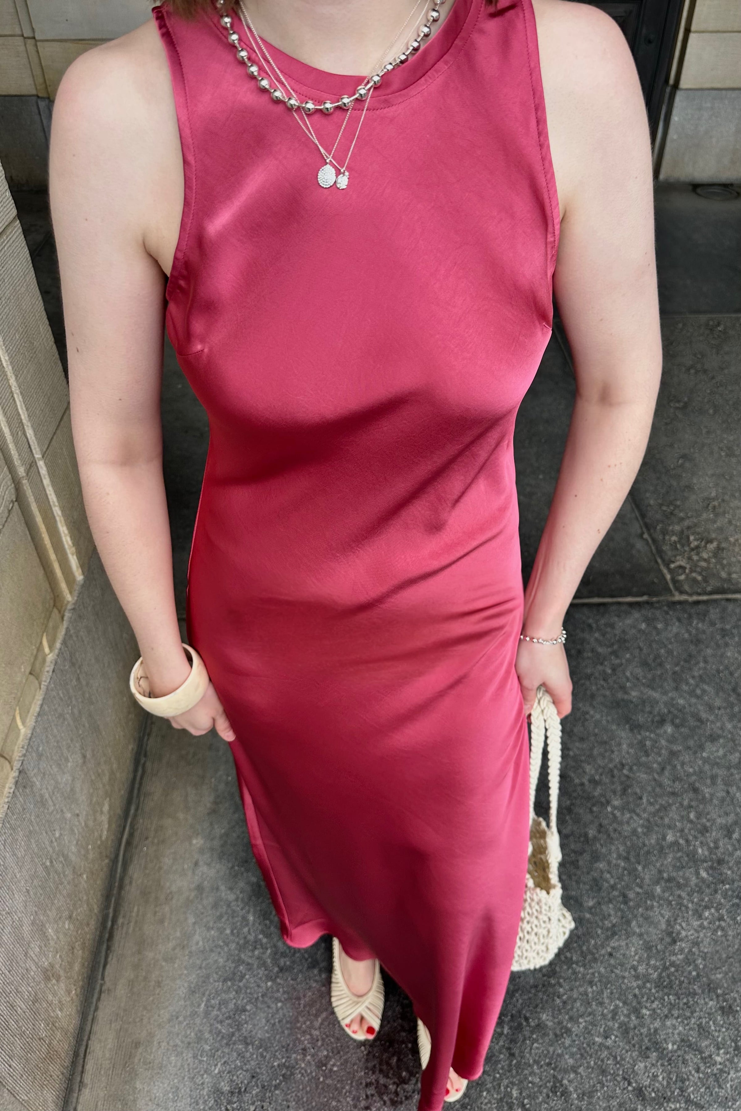 Celinie Heavy Satijnen Jurk - Roze