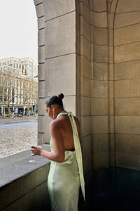 Fiona Satijnen Jurk - Groen