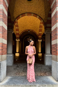 Fiona Bloemen Halter Jurk - Roze