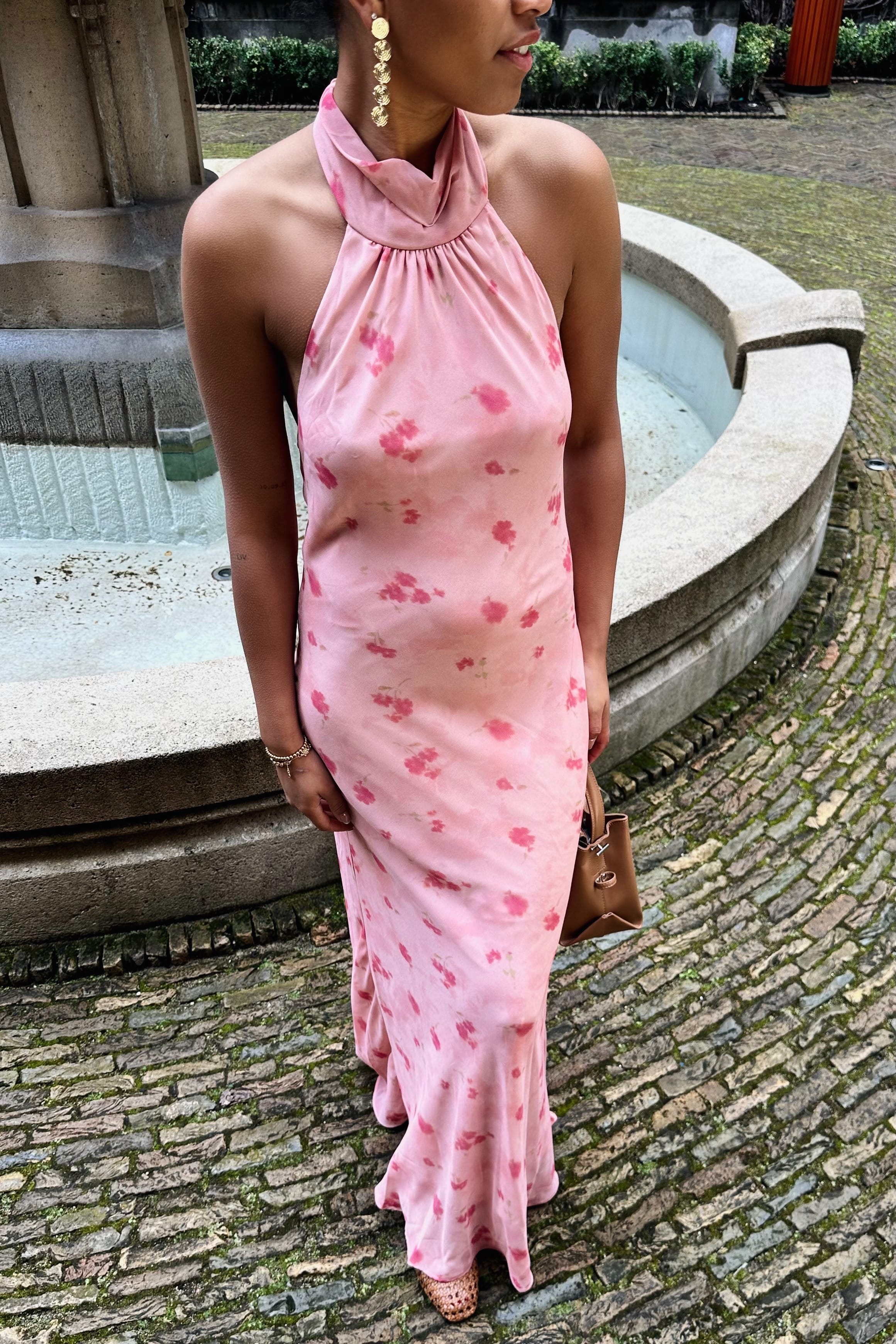 Fiona Bloemen Halter Jurk - Roze