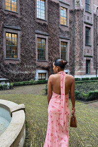 Fiona Bloemen Halter Jurk - Roze
