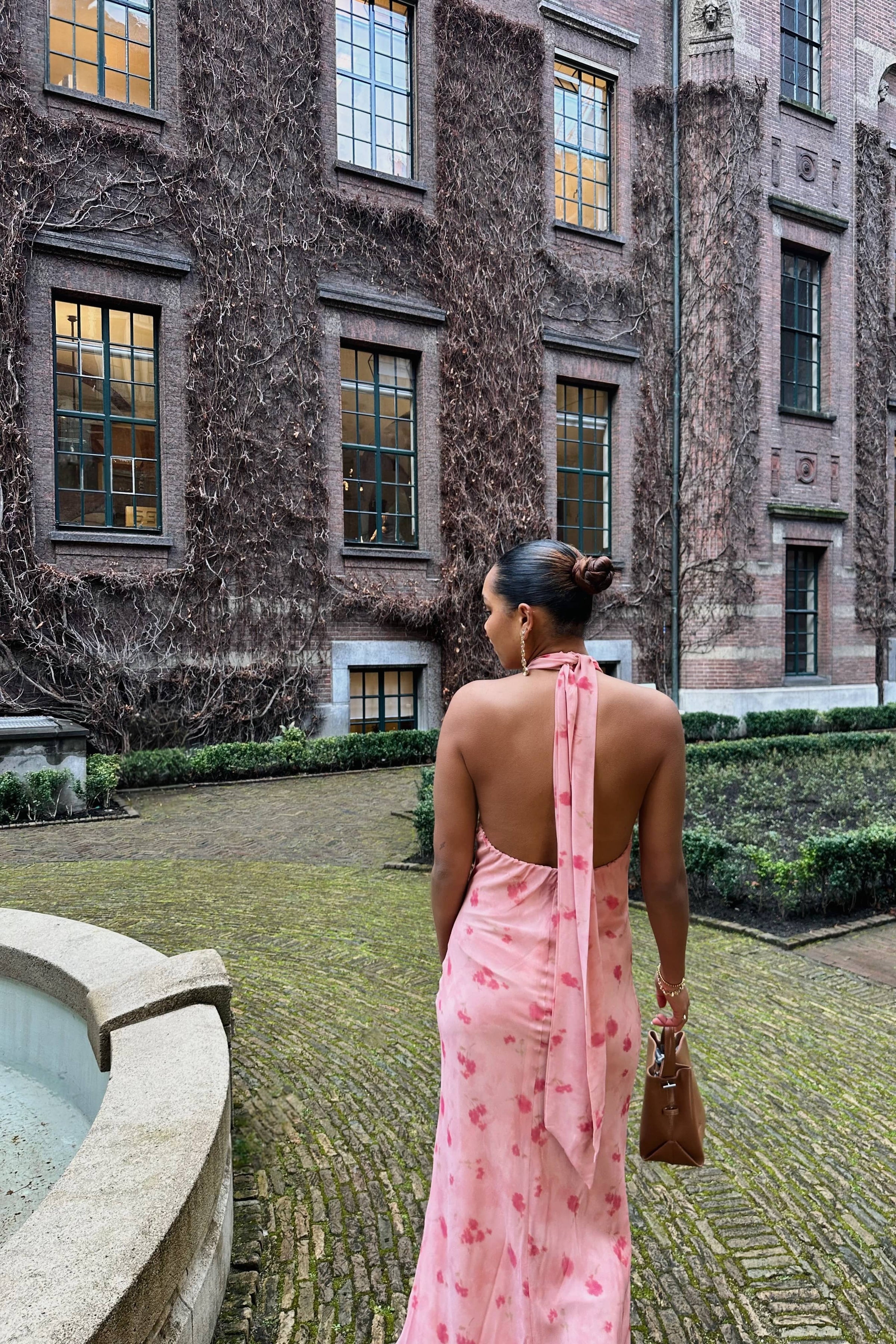 Fiona Bloemen Halter Jurk - Roze