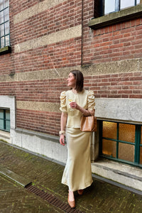 Vicky Heavy Satijnen Rok - Licht Geel