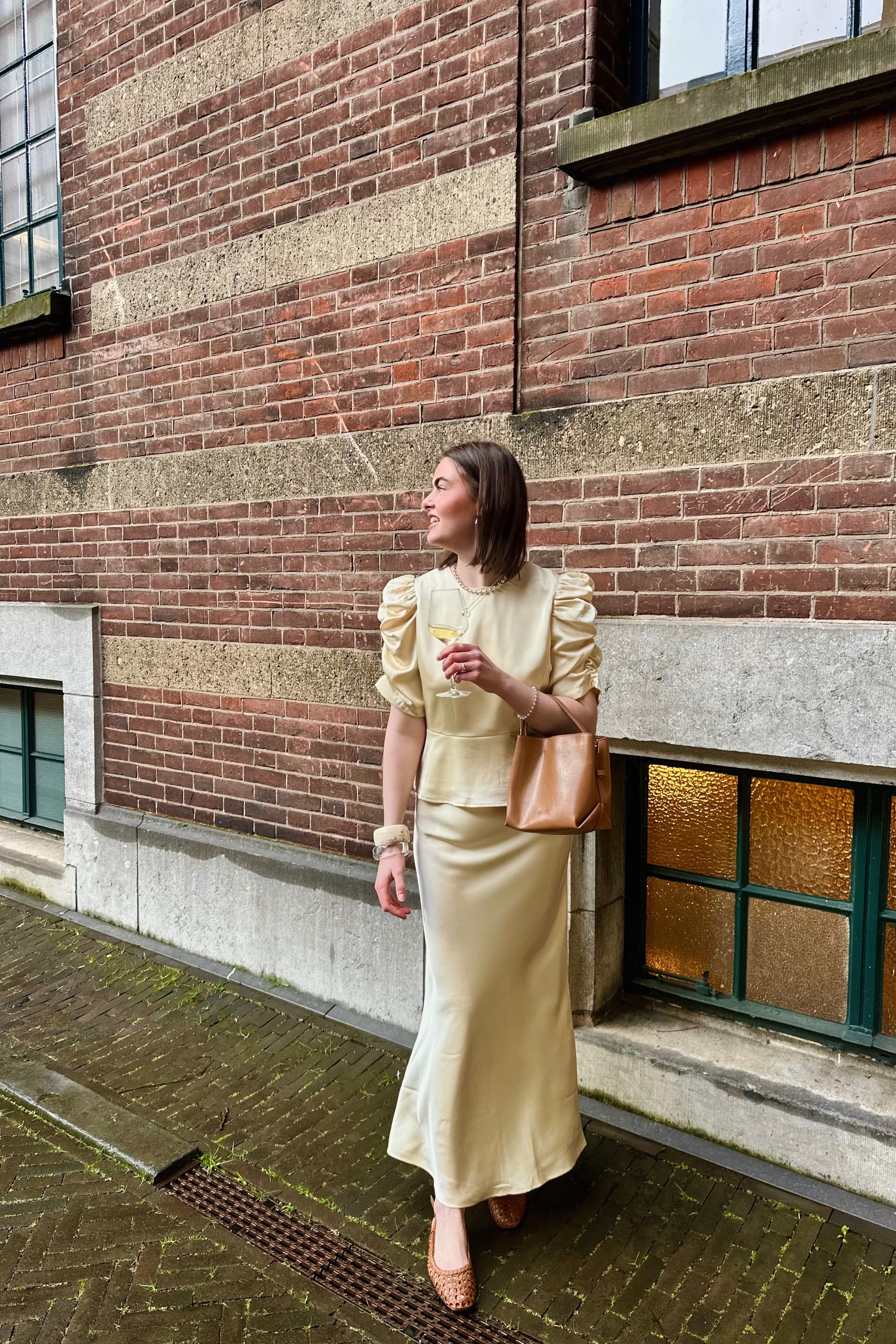 Vicky Heavy Satijnen Rok - Licht Geel