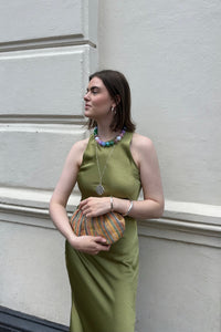Celine Heavy Satijnen Jurk - Sage Green