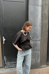 Annegret Poplin Blouse - Zwart
