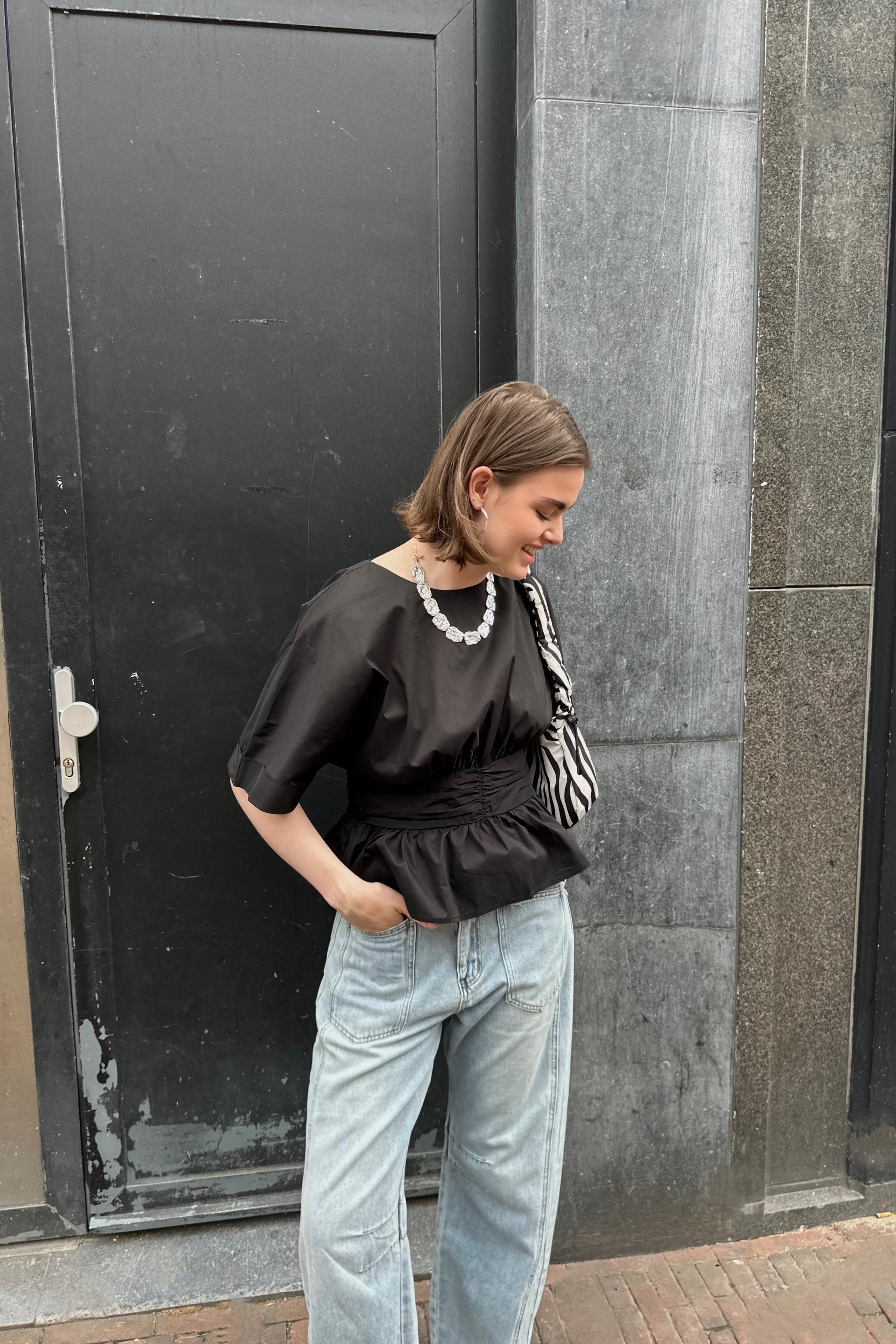 Annegret Poplin Blouse - Zwart