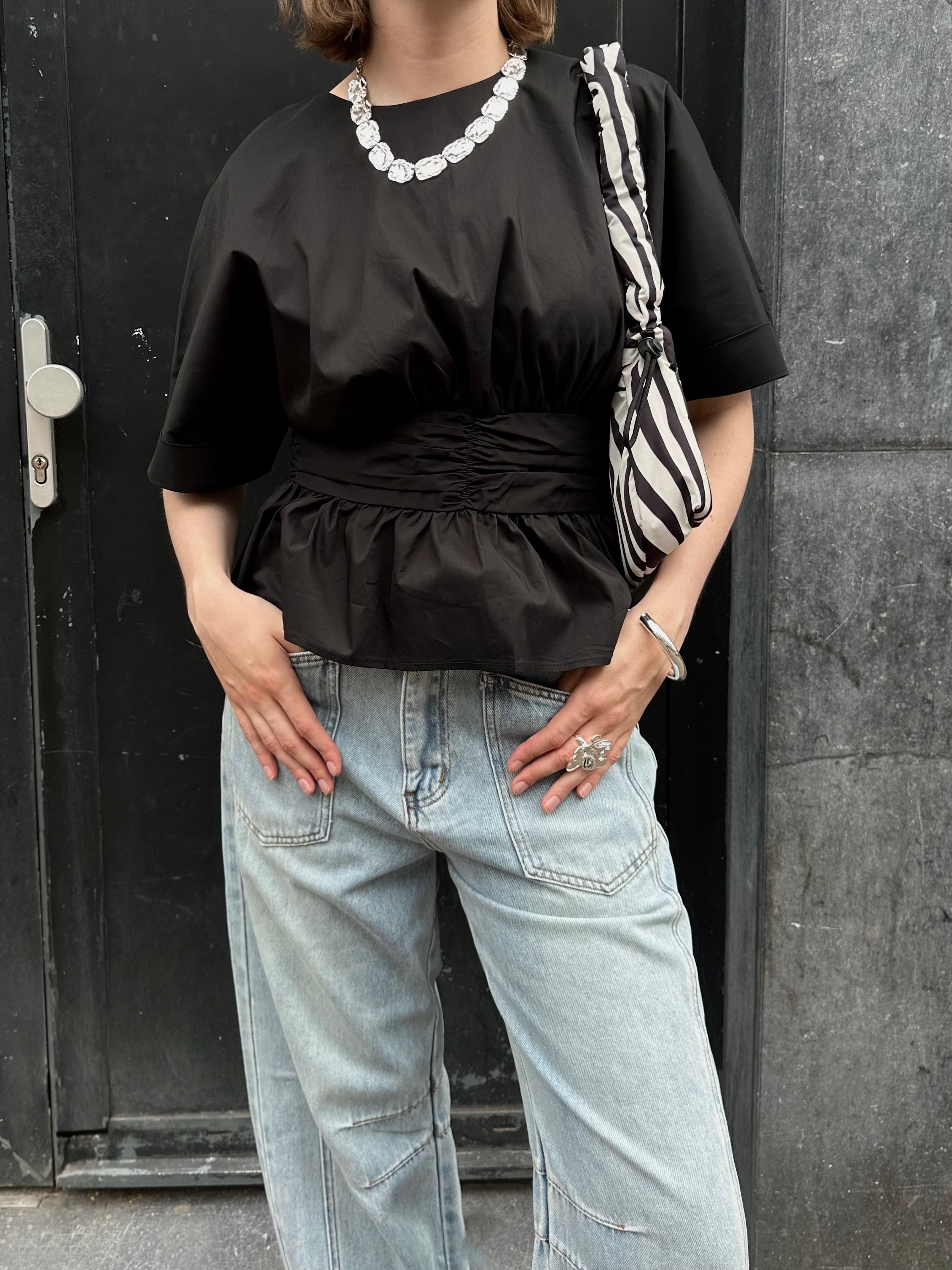 Annegret Poplin Blouse - Zwart