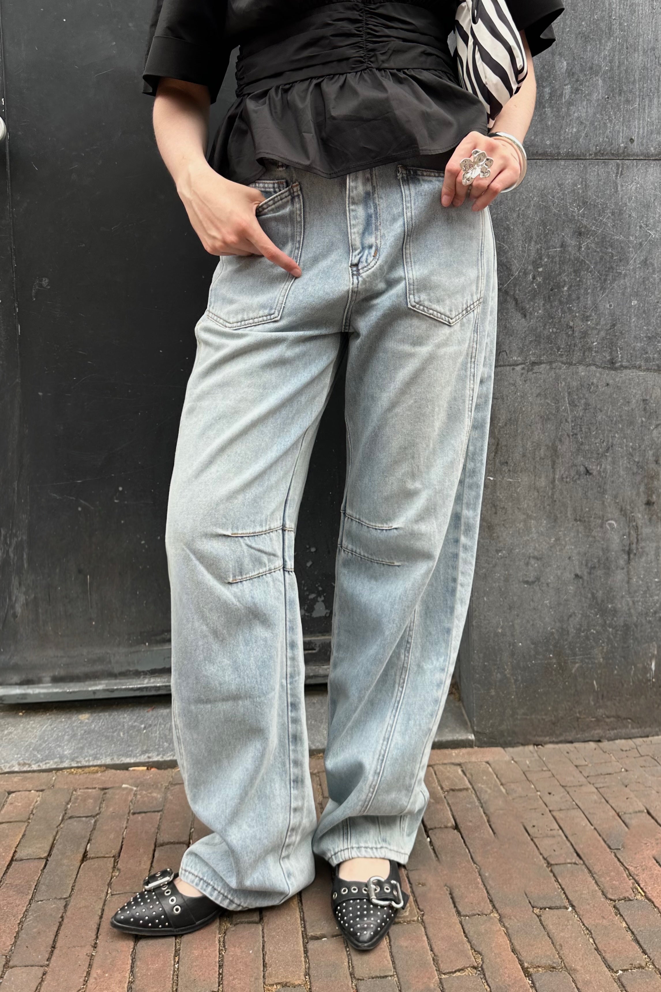 Barrel Front Pocket Tall Jeans - Bleached Denim