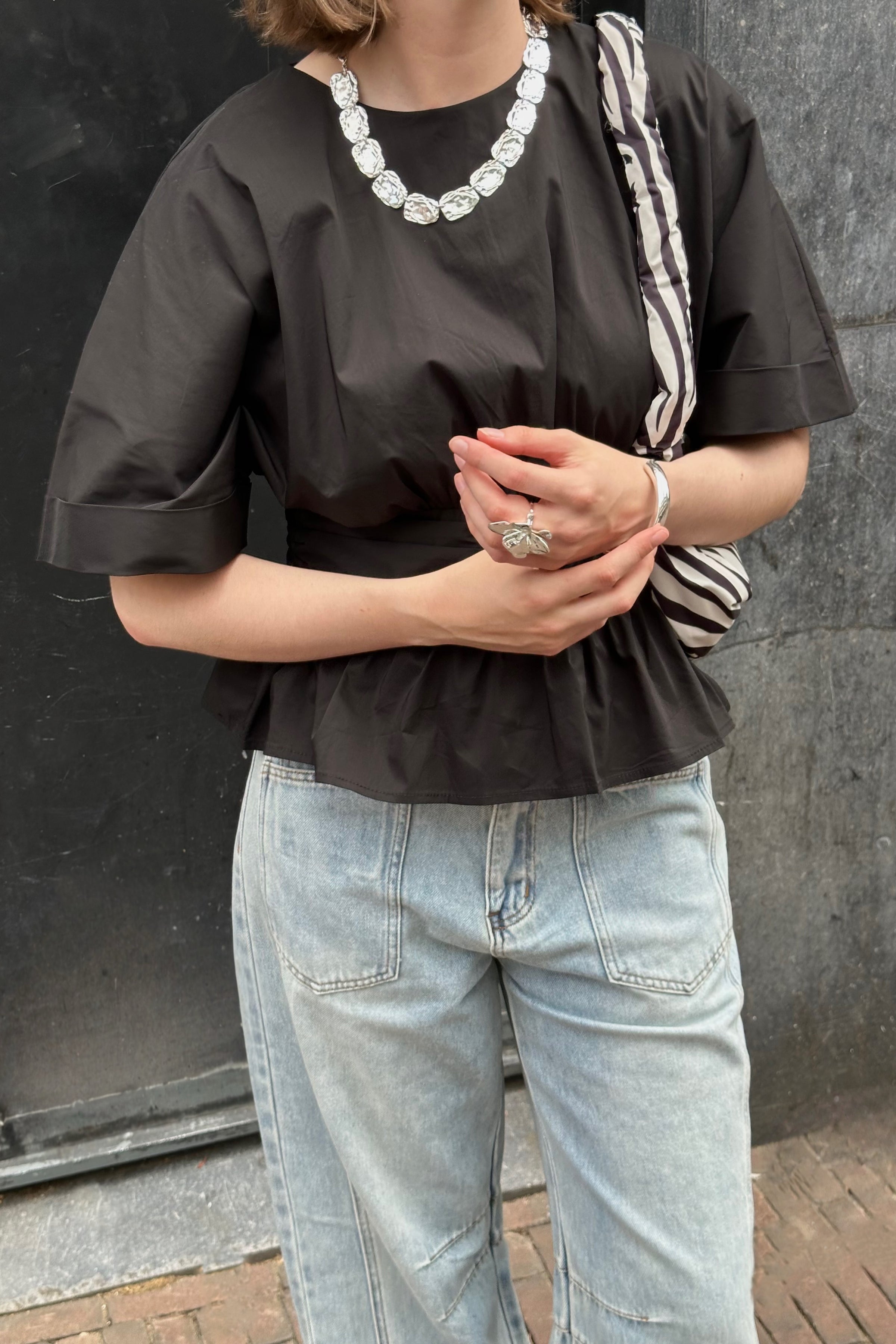 Annegret Poplin Blouse - Zwart