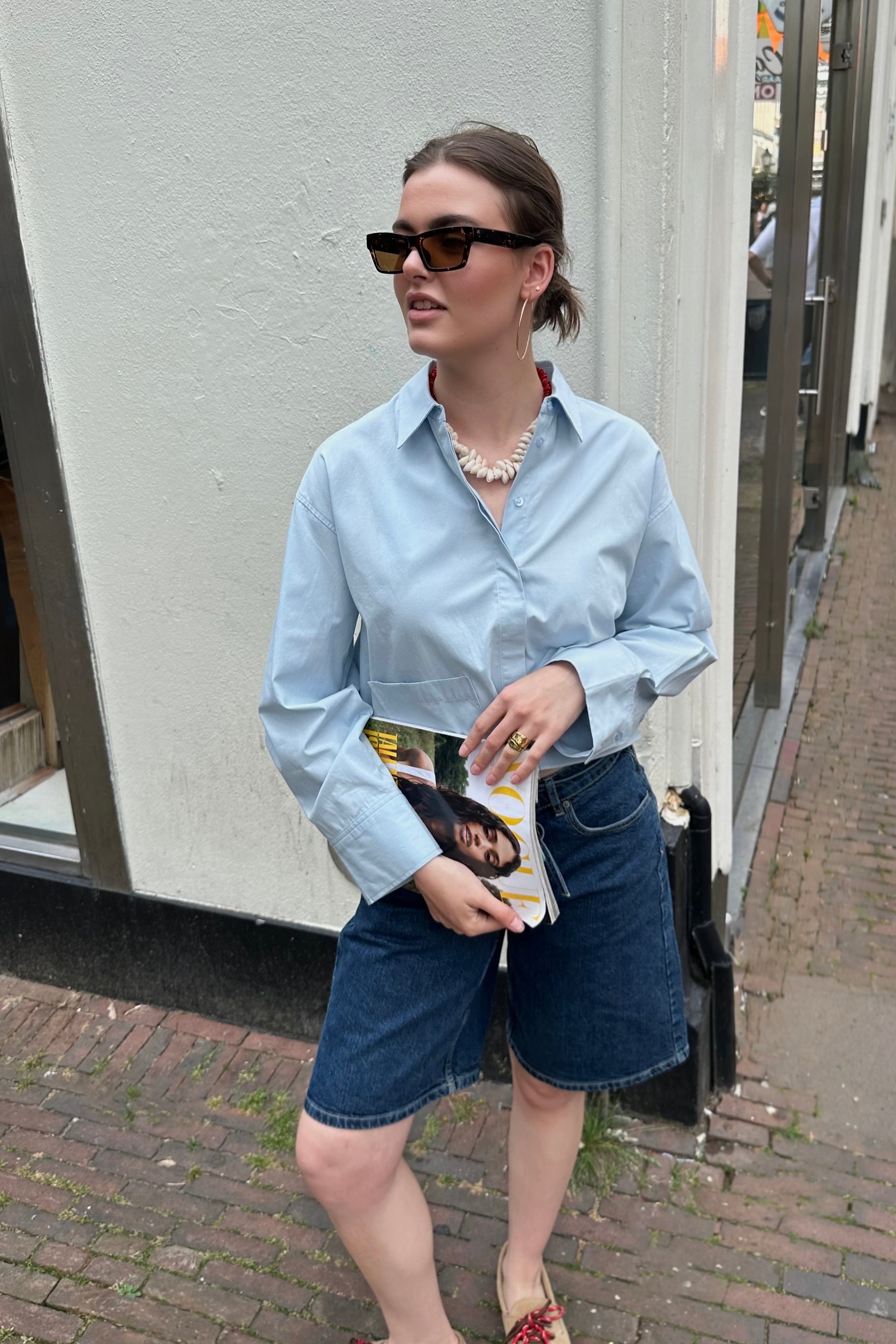 YASLee Cropped Blouse - Licht Blauw