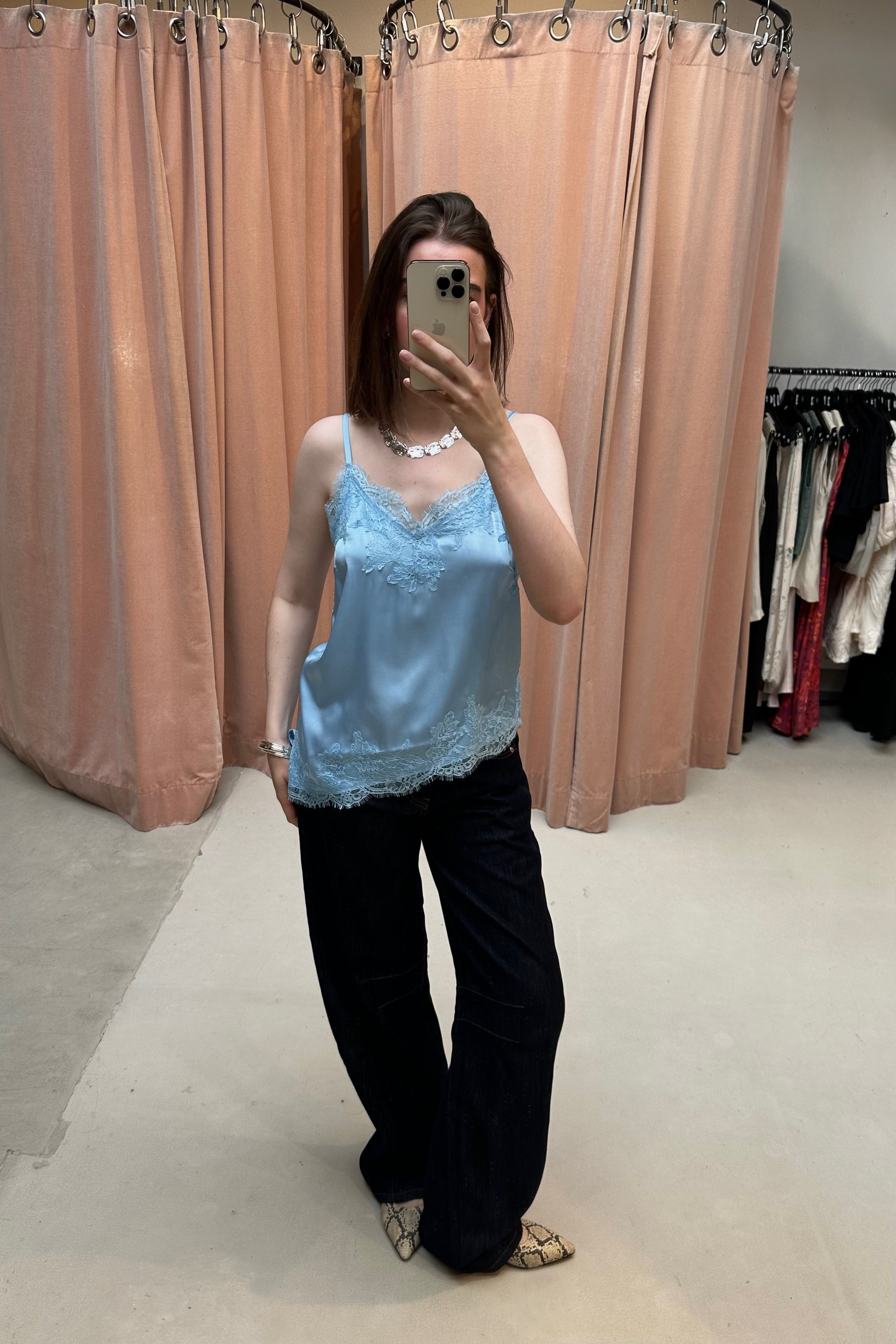 Slacy Kanten Top - Blauw