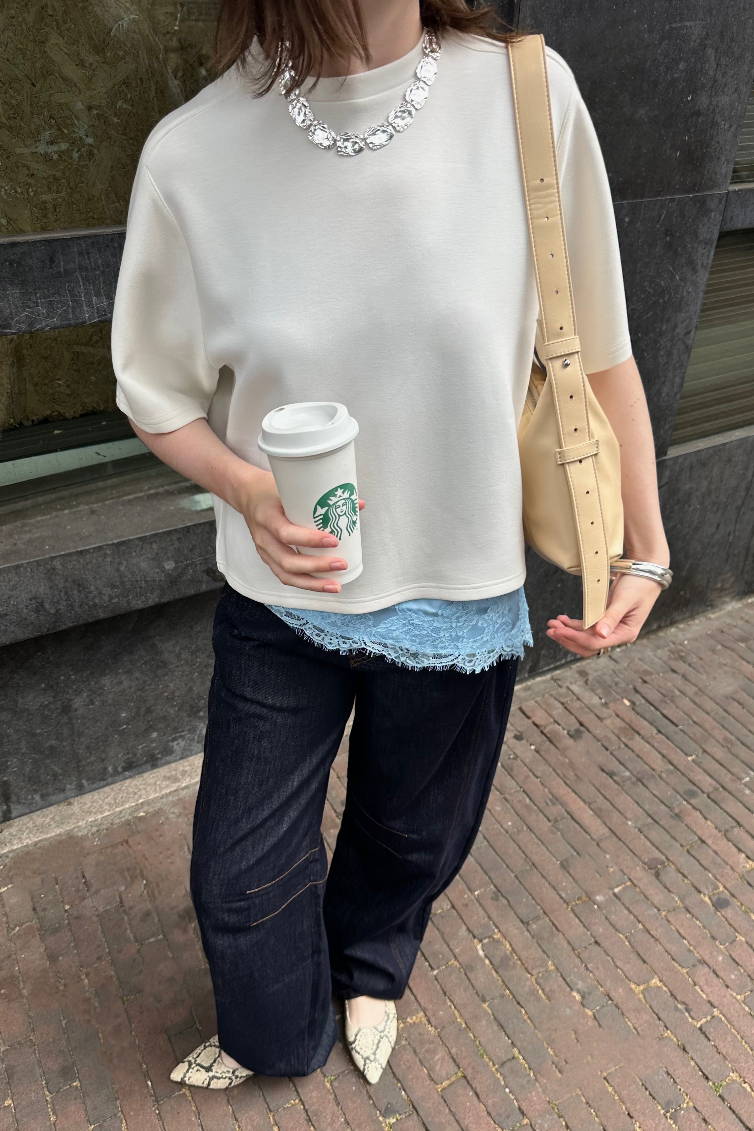 Slacy Kanten Top - Blauw