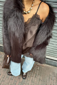 Voile Lace Top - Donkerbruin