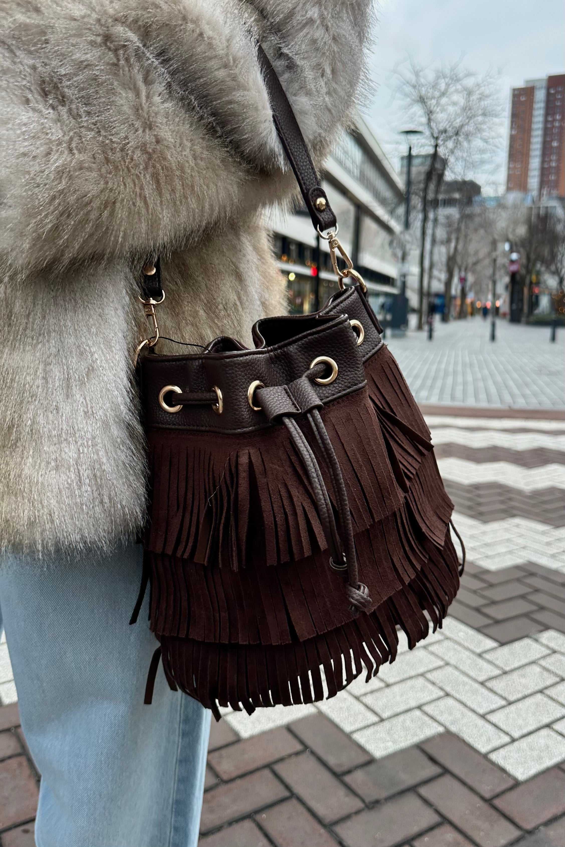 Jade Bucket Bag Frill - Bruin