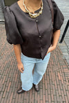 Aisa Satijnen Blouse - Donkerbruin