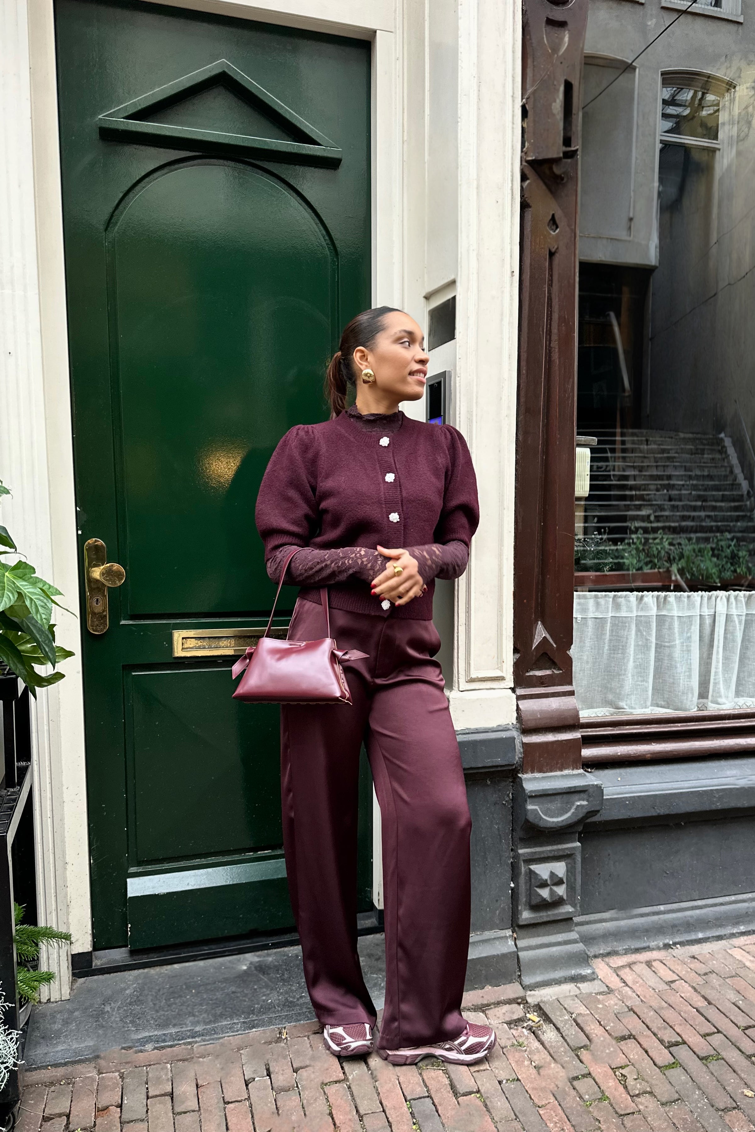 Emmett  Heavy Satijnen Pantalon - Bordeaux