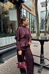 Liza Kanten Top - Burgundy