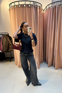 Dray Boxy Smock Tee - Navy