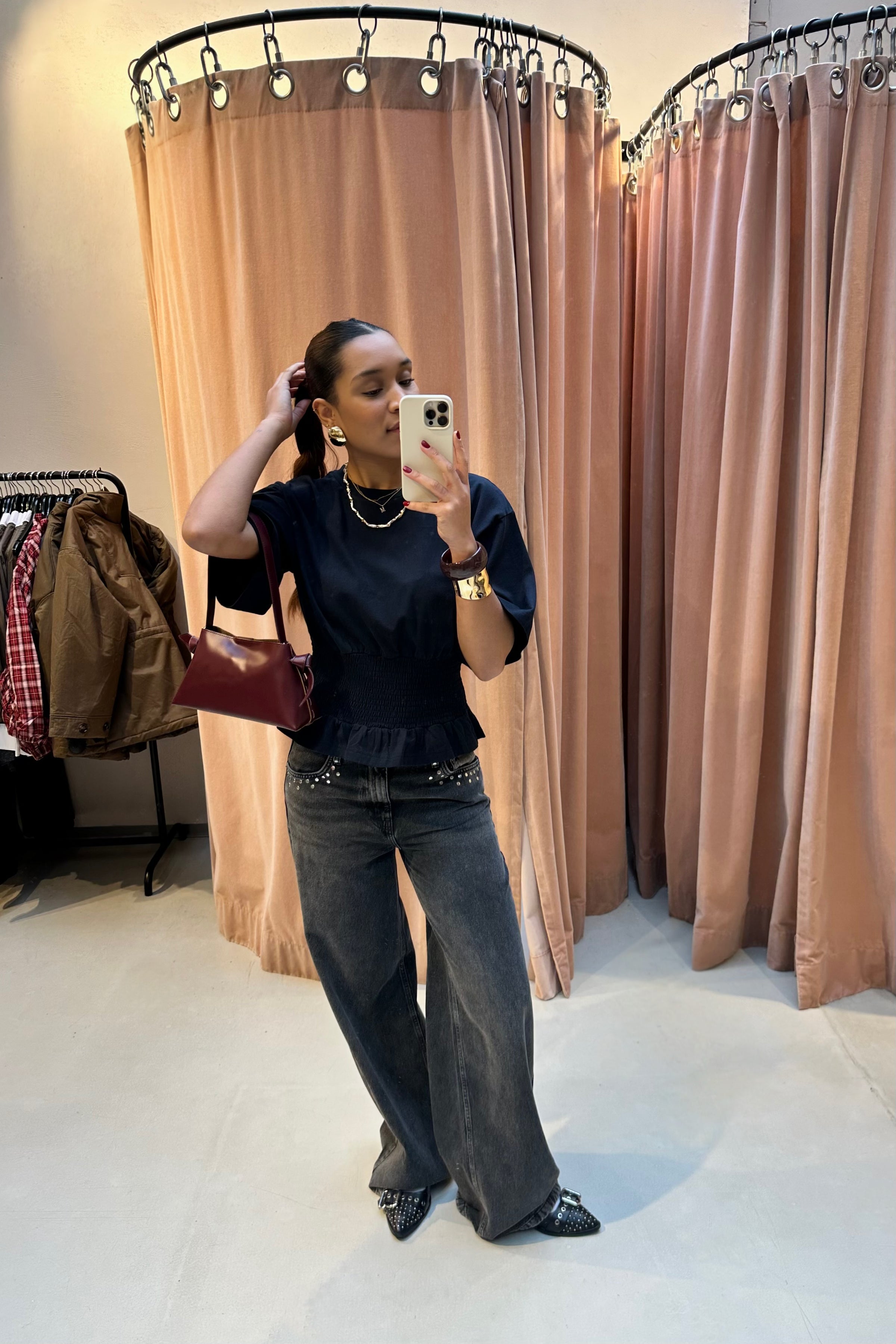 Dray Boxy Smock Tee - Navy