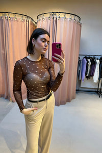 Ella Stippen Blouse - Bruin