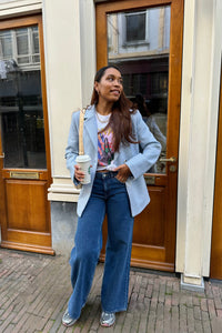 Bowie Herringbone Blazer - Licht Blauw