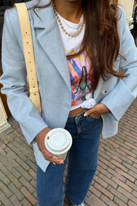 Bowie Herringbone Blazer - Licht Blauw