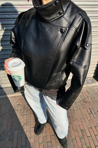 Cora Faux Leather Jacket - Zwart