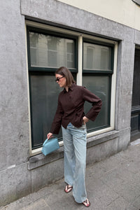 Fenli Geruite Blouse - Bruin