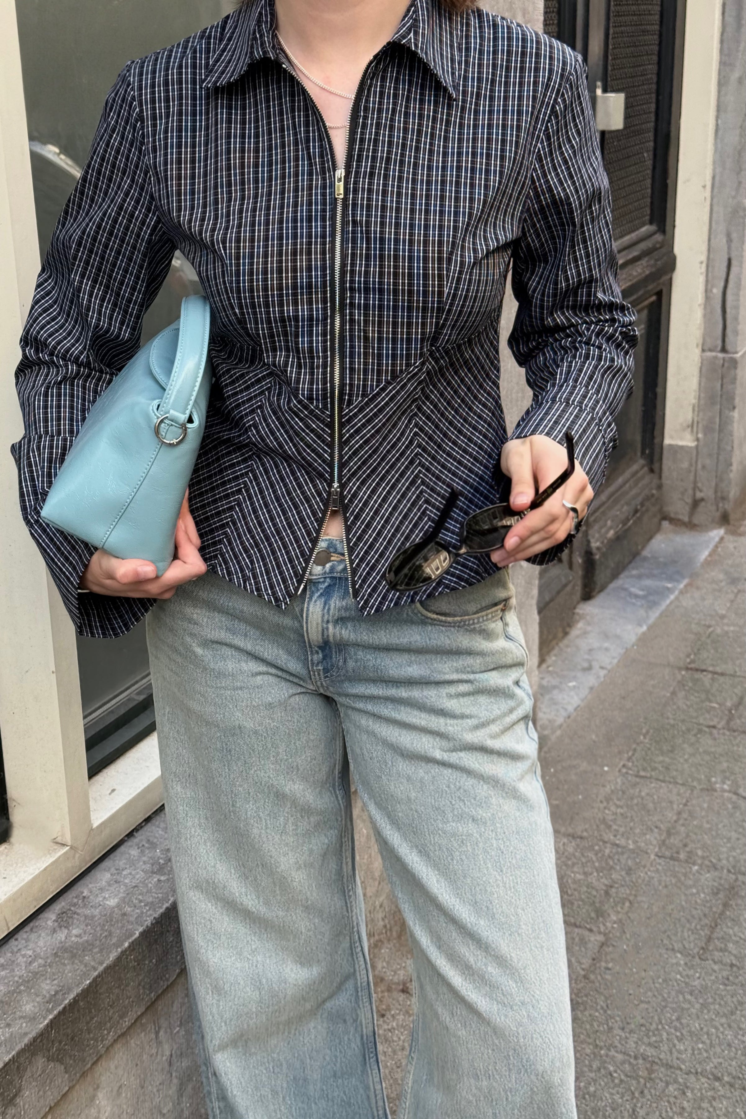 Cathy Zip Blouse - Zwart