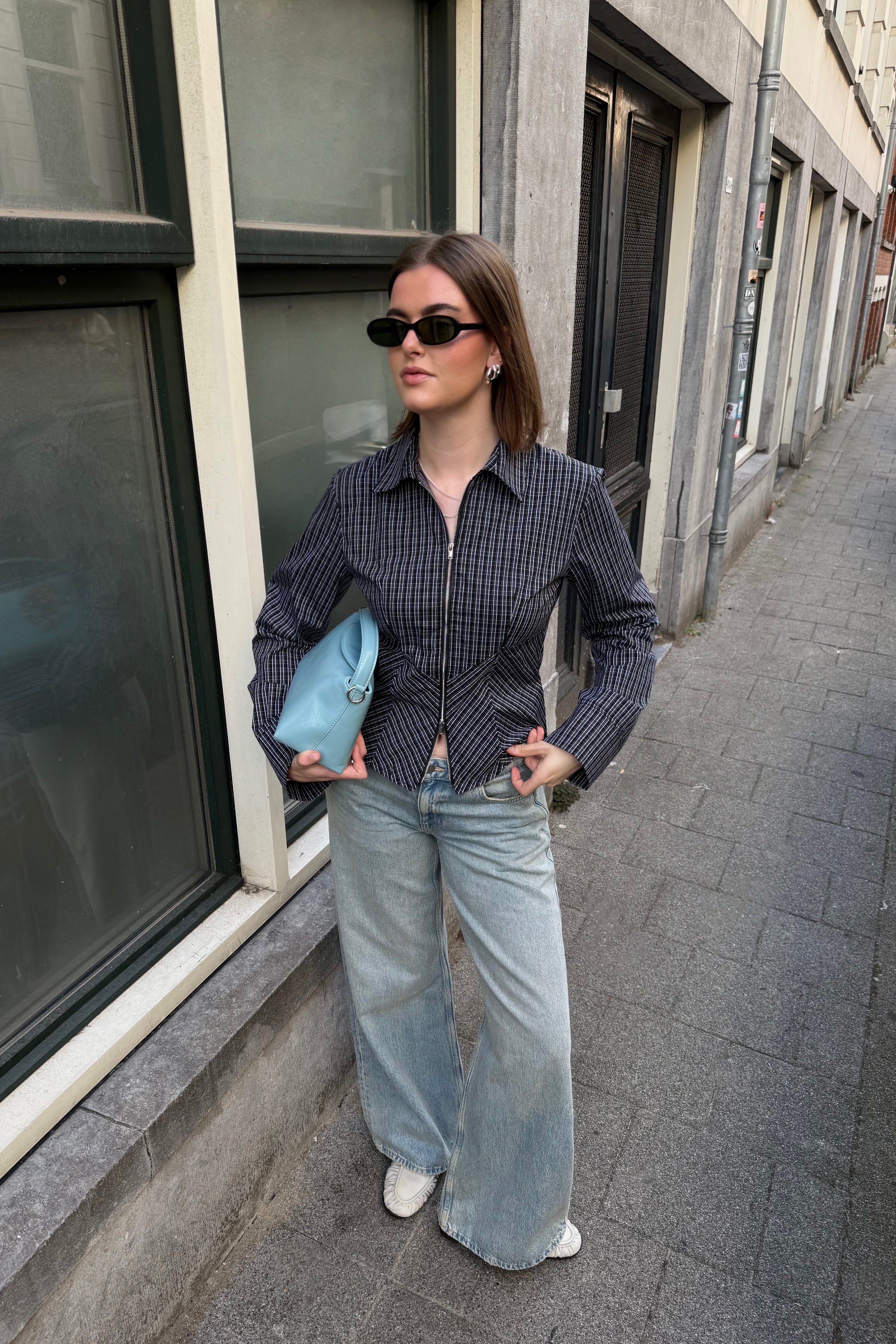Cathy Zip Blouse - Zwart