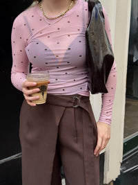 Ella Space Stippen Top - Licht Roze