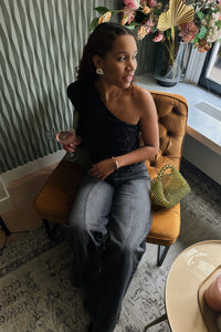 Friana Big Flower Mesh Top - Zwart