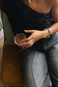 Friana Big Flower Mesh Top - Zwart