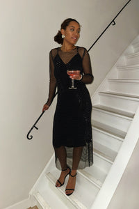 KrystalCC Net Jurk - Zwart