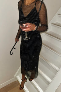 KrystalCC Net Jurk - Zwart