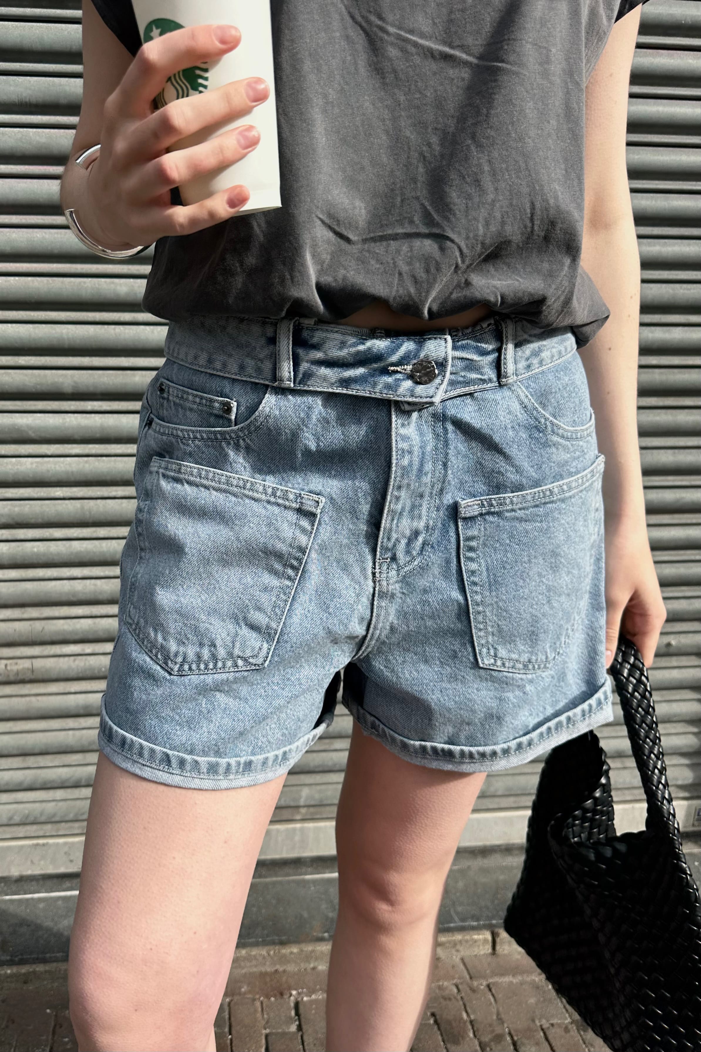 Flip Waist Short - Bleached Denim