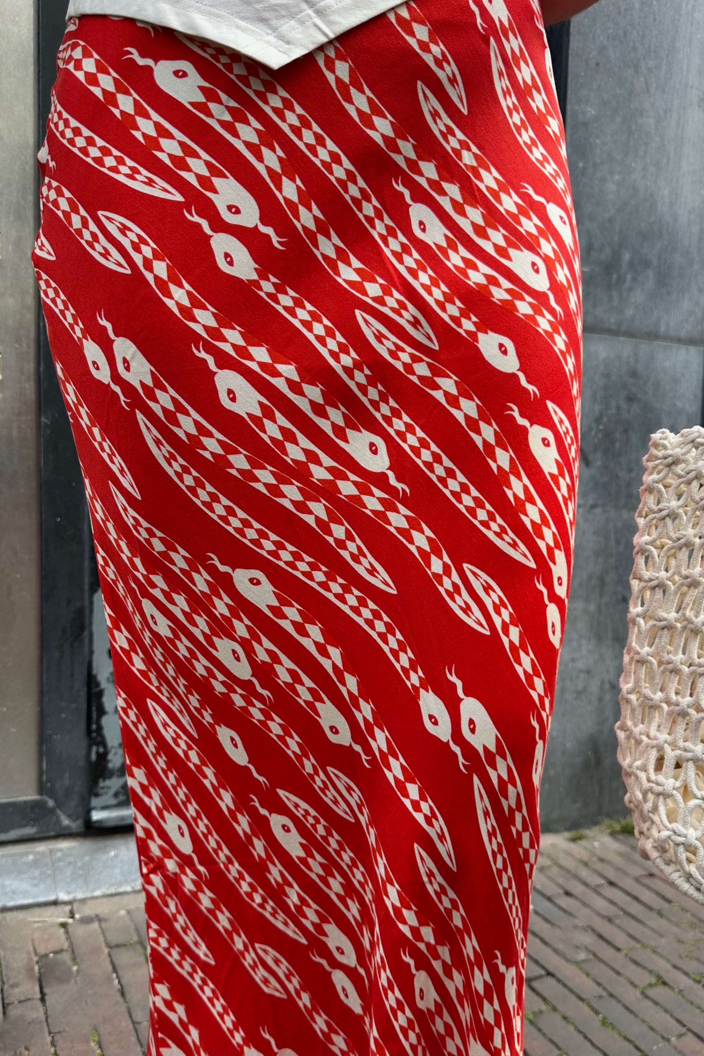 Dorris Snake Print Rok - Rood